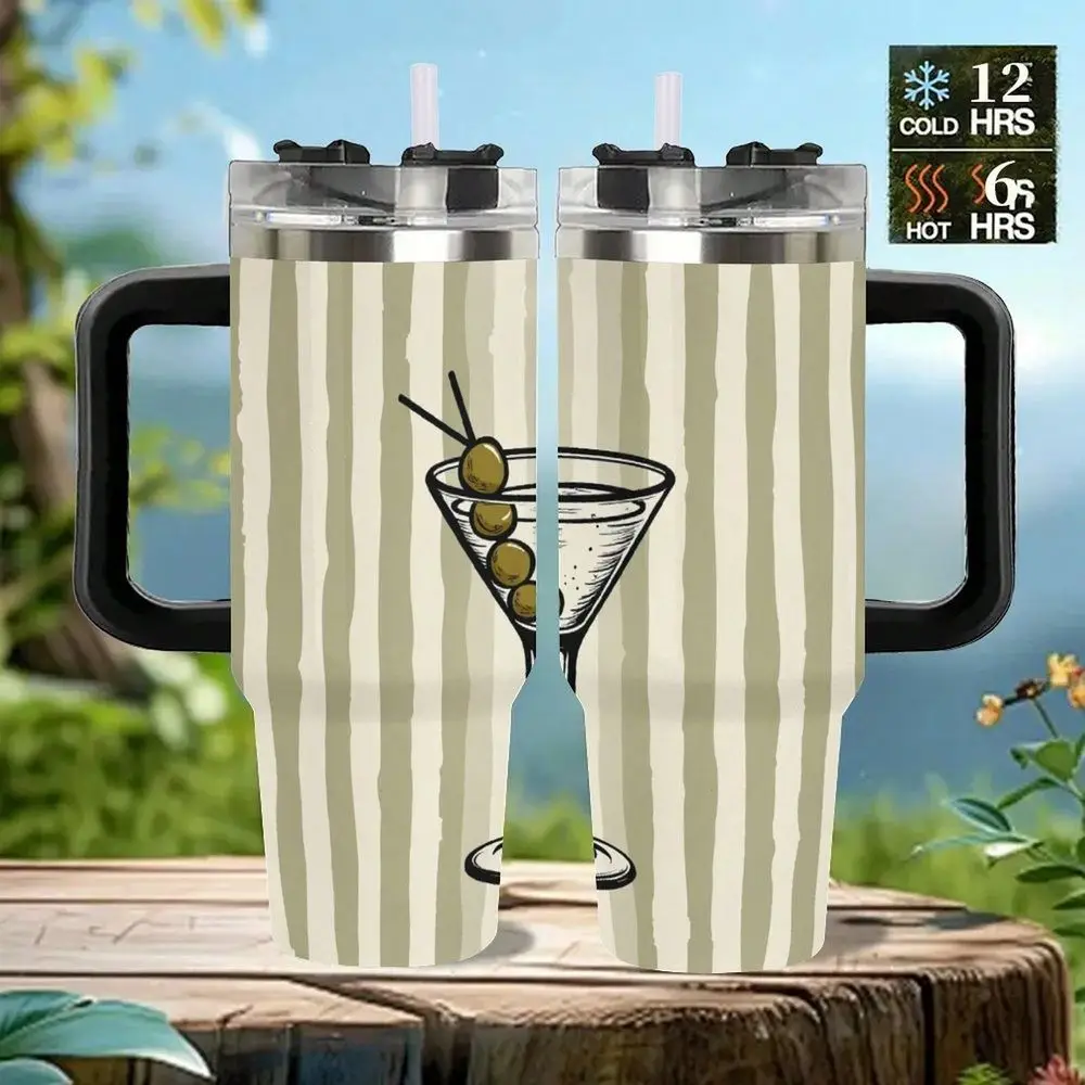 Martini Glass With Olives Striped Tumbler Double Wall Vacuum Insulated Travel Mug With SpillProof Lid Perfect Gift For Dad, Mom
Martini Glass With Olives Striped Tumbler Double Wall Vacuum Insulated Travel Mug With SpillProof Lid Perfect Gift For Dad, Mom