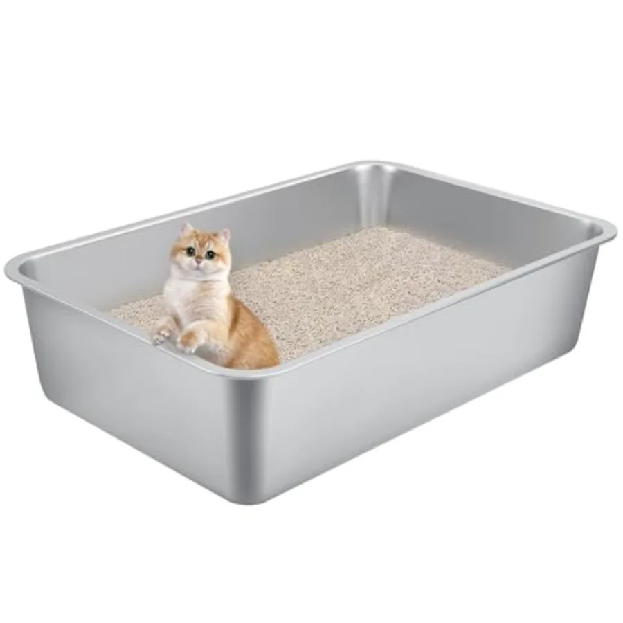 Extra Large Stainless Steel Cat Litter Box for Large Cats - 23.6"x15.6"x6" High-Sided Metal Tray Anti-Splash and Odor Resistant
Extra Large Stainless Steel Cat Litter Box for Large Cats - 23.6"x15.6"x6" High-Sided Metal Tray Anti-Splash and Odor Resistant