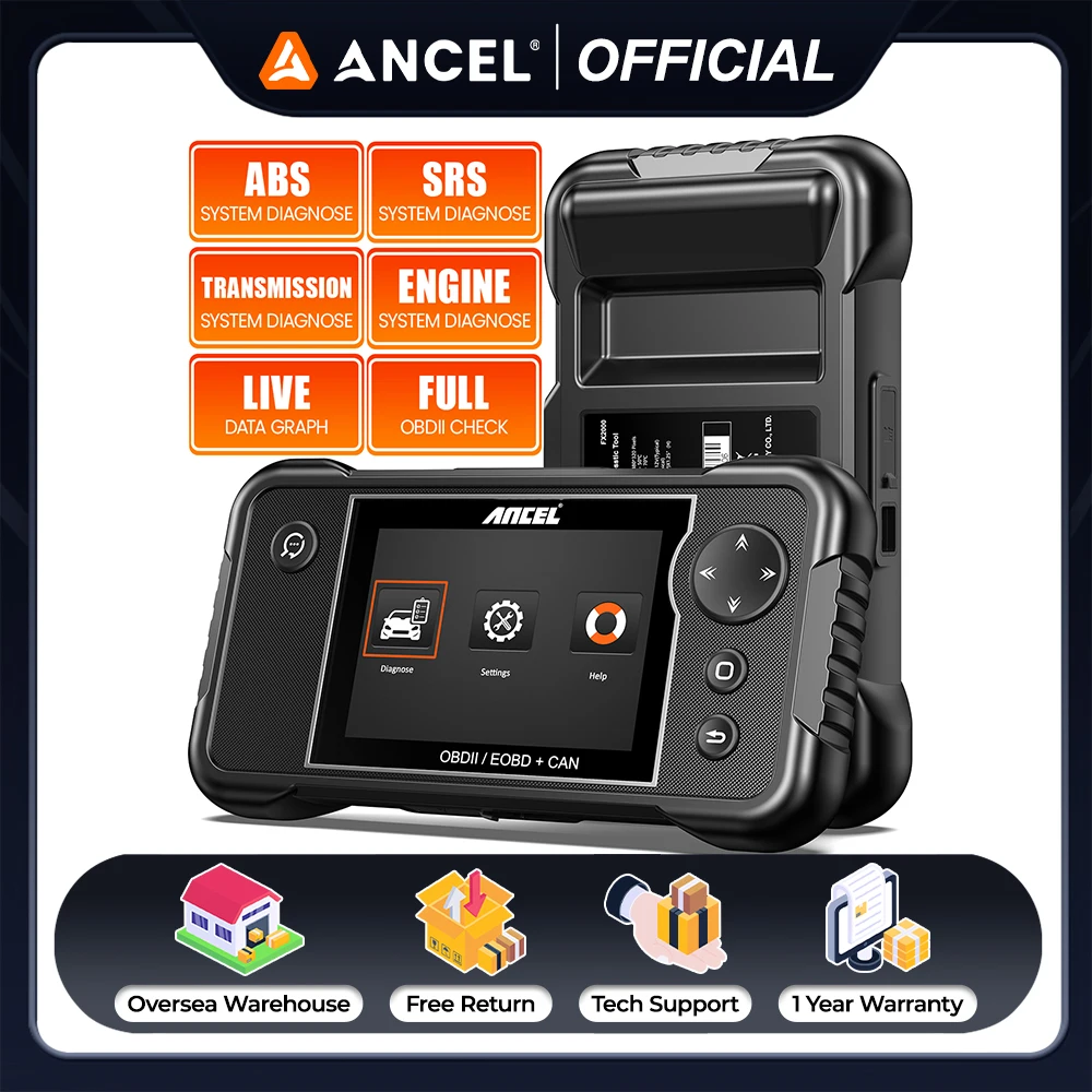 ANCEL FX2000 OBD2 Scanner ABS Bleeding SRS Transmission Airbag Scan Tool Check Engine Code Reader for Automotive Diagnostic Tool
ANCEL FX2000 OBD2 Scanner ABS Bleeding SRS Transmission Airbag Scan Tool Check Engine Code Reader for Automotive Diagnostic Tool