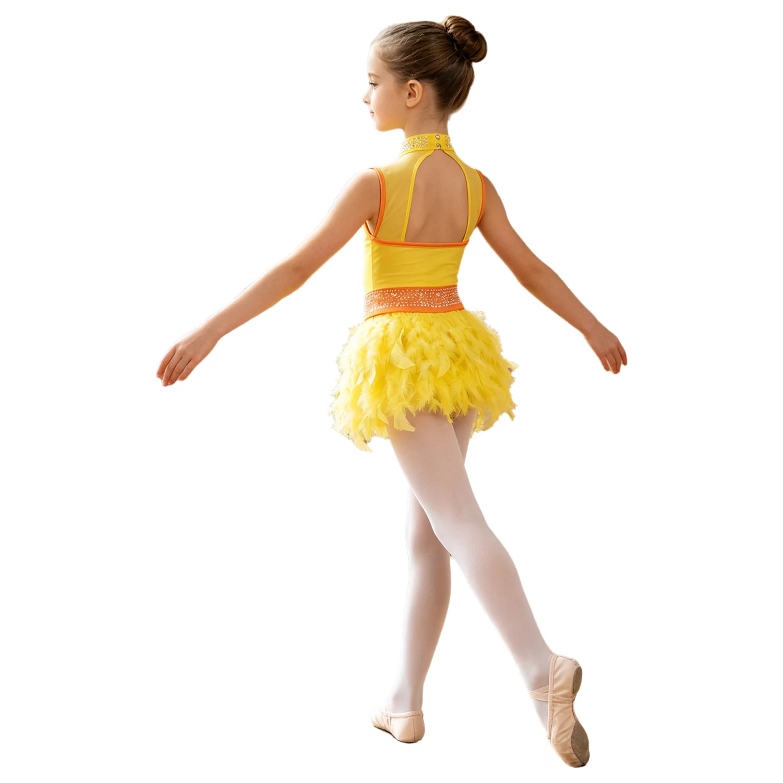 Kids Girls Ballet Jazz Leotards Dance Performance Costume Mesh Patchwork Feather Cutout Back Shiny Rhinestones Leotard Jumpsuit
Kids Girls Ballet Jazz Leotards Dance Performance Costume Mesh Patchwork Feather Cutout Back Shiny Rhinestones Leotard Jumpsuit
