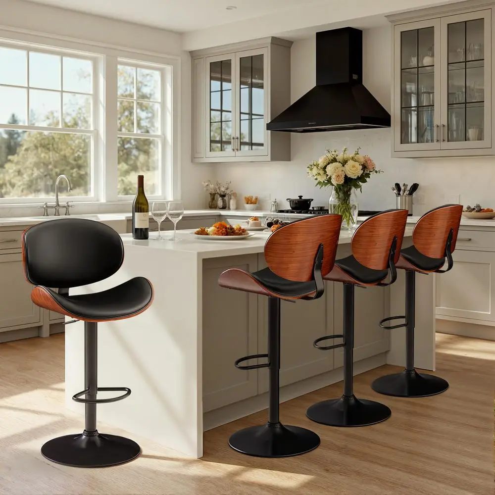 Bar Stools Set of 2 Adjustable Swivel Bentwood Barstools PU Leather Modern Bar Chairs with Back amp Footrest for Bar, Kitchen I
Bar Stools Set of 2 Adjustable Swivel Bentwood Barstools PU Leather Modern Bar Chairs with Back amp Footrest for Bar, Kitchen I