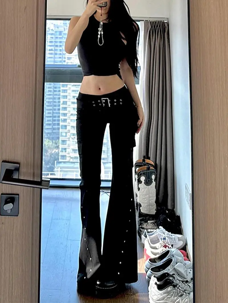 Women's Black Flare Pants Y2k Retro Emo 2000s Streetwear Fashion Trousers Harajuku Wide Yoga Pants 90s Aesthetic Clothes
Women's Black Flare Pants Y2k Retro Emo 2000s Streetwear Fashion Trousers Harajuku Wide Yoga Pants 90s Aesthetic Clothes