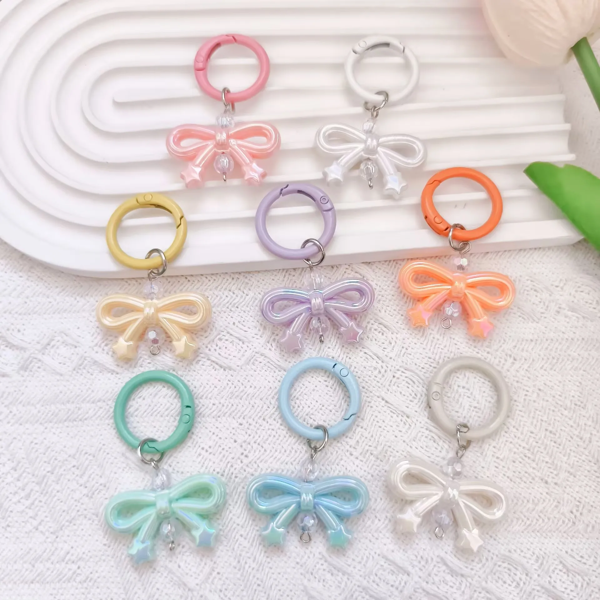 8Pcs Bowknot Keychain Metal Spring Hook Bag Phone Chain Pendant Cute Bead Hanging Chain Accessory
8Pcs Bowknot Keychain Metal Spring Hook Bag Phone Chain Pendant Cute Bead Hanging Chain Accessory