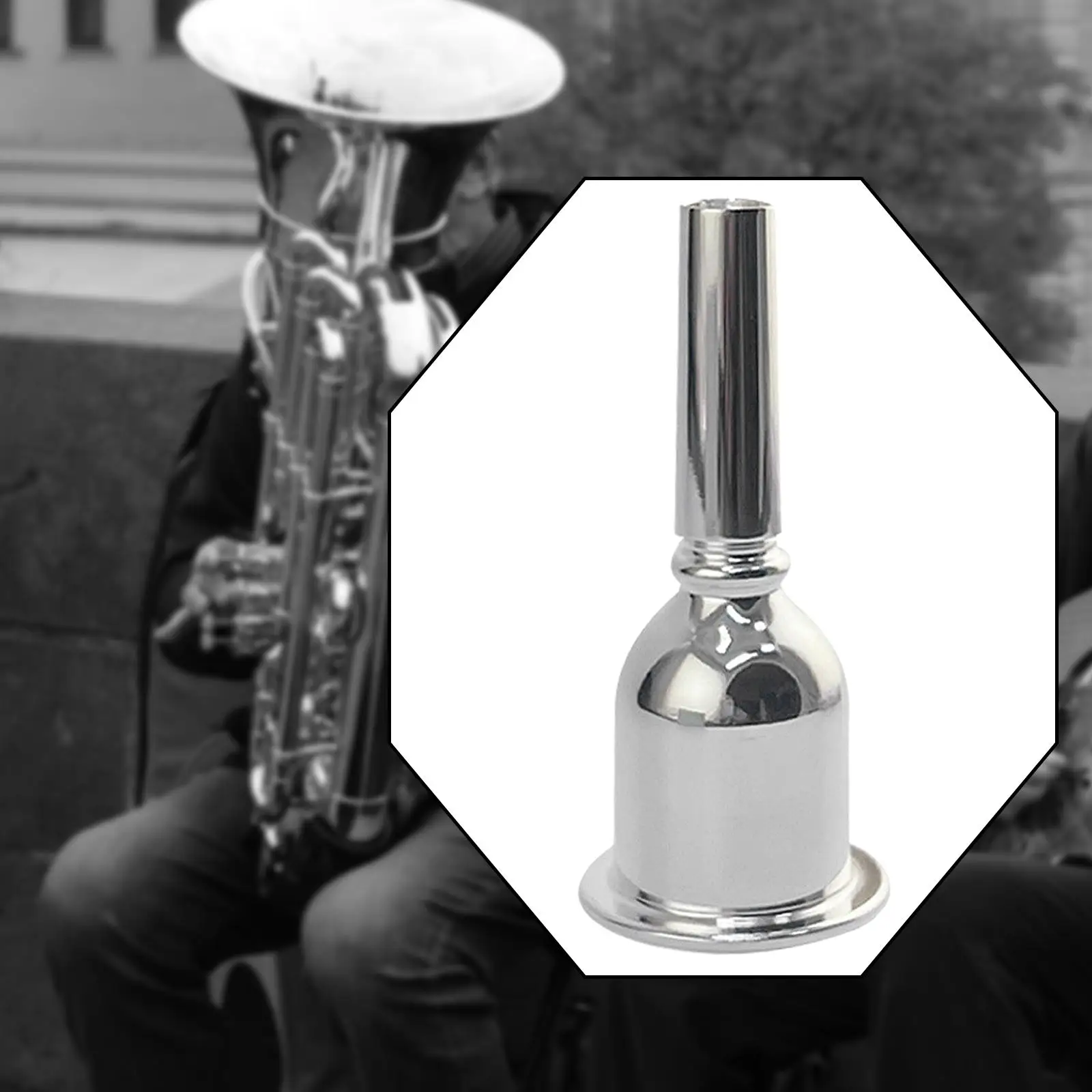 Tuba Mouthpiece Musical Instrument Parts Gift for Music Lovers Sturdy Horn Mouth Replacement Brass Mouthpiece Silver Plated
Tuba Mouthpiece Musical Instrument Parts Gift for Music Lovers Sturdy Horn Mouth Replacement Brass Mouthpiece Silver Plated