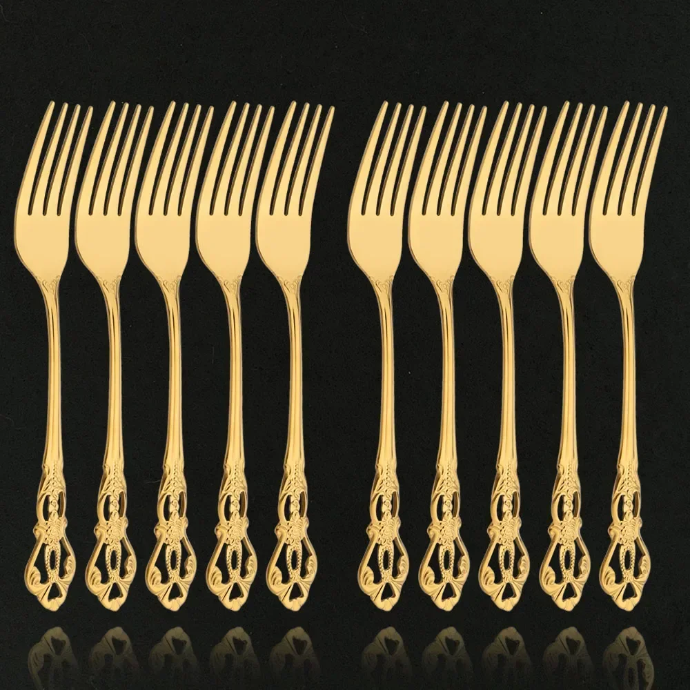 10Pcs Royal Gold Dinner Fork Stainless Steel Dinnerware Flatware Western Fork Hotel Wedding Party Mirror Tableware Cutlery Set
10Pcs Royal Gold Dinner Fork Stainless Steel Dinnerware Flatware Western Fork Hotel Wedding Party Mirror Tableware Cutlery Set