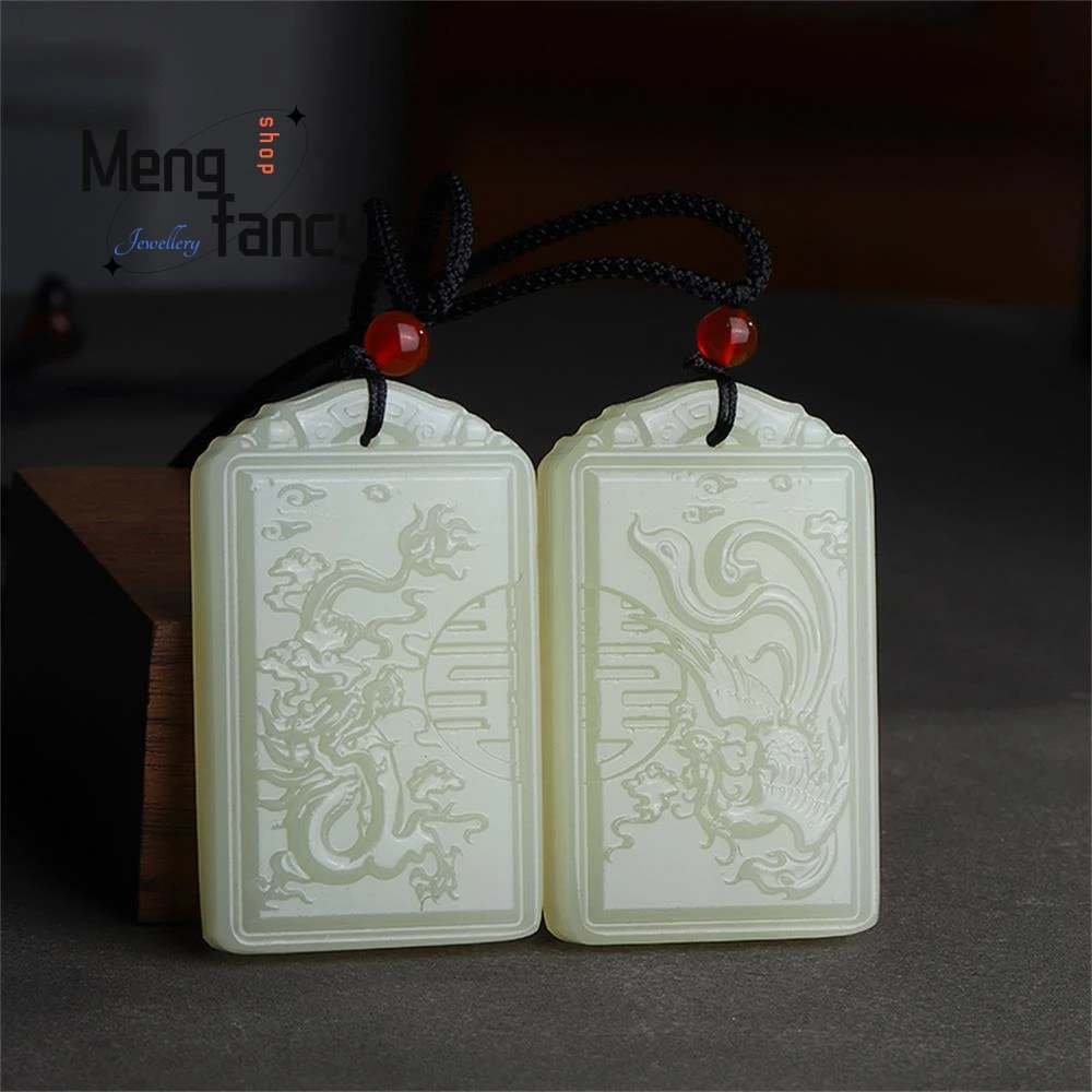 Natural Afghan Greenish White Jade Exquisite Couple Dragon Phoenix Pendant National Style Fashion Jewelry Popular Holiday Gifts
Natural Afghan Greenish White Jade Exquisite Couple Dragon Phoenix Pendant National Style Fashion Jewelry Popular Holiday Gifts