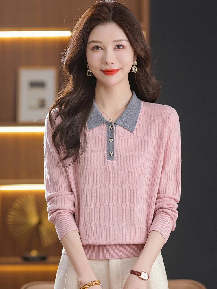 Новинка 2025 года, вязаный шерстяной топ с воротником, женский длинный цвет све, блузка, универсальная основа, повседневная одежда из чистой шерсти для мамы
Новинка 2025 года, вязаный шерстяной топ с воротником, женский длинный цвет све, блузка, универсальная основа, повседневная одежда из чистой шерсти для мамы