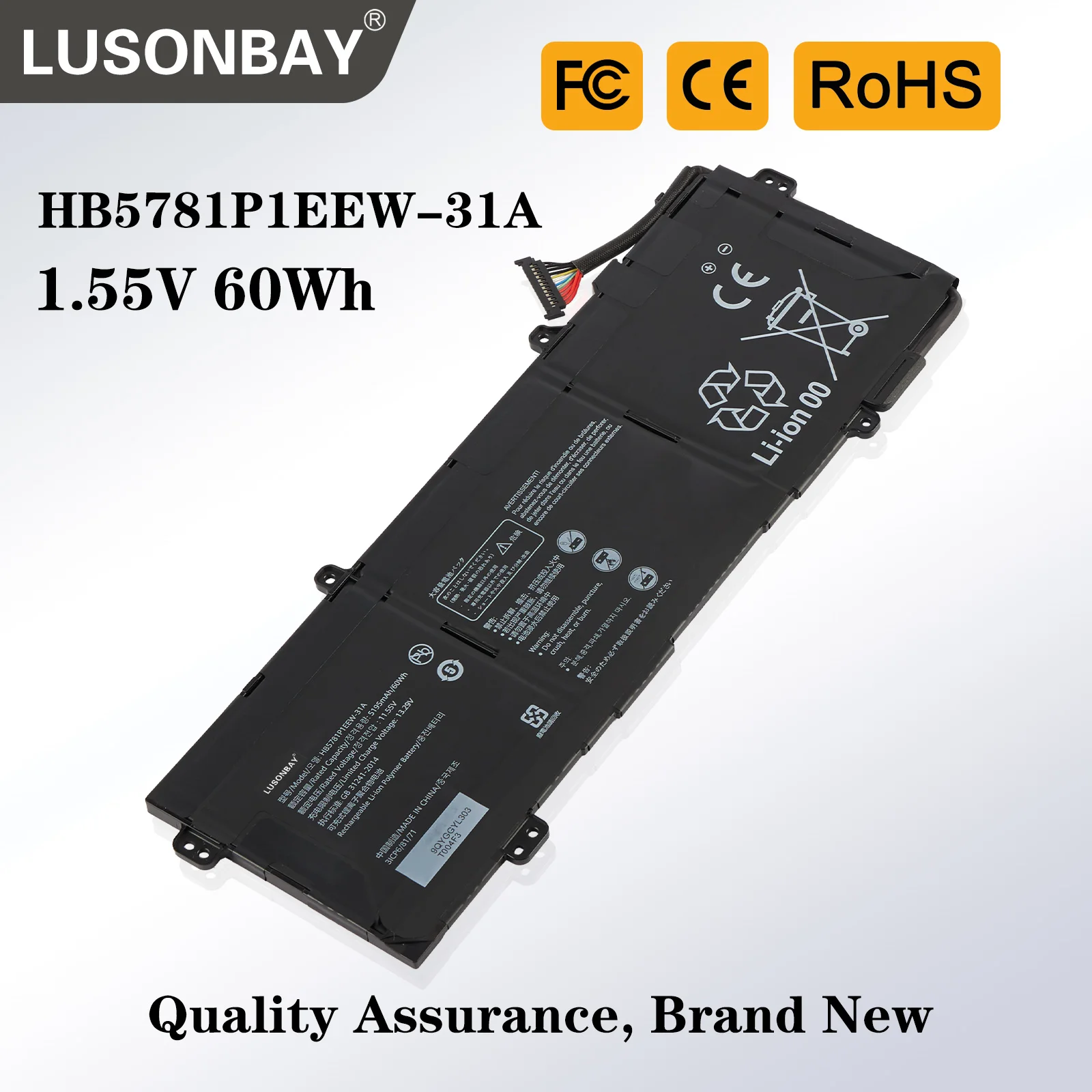 LUSONBAY 11.55V 60Wh HB5781P1EEW-31A Laptop Battery Compatible for MateBook 14s 2021 HKD-W76 HKD-W56 5195mAh High Performance
LUSONBAY 11.55V 60Wh HB5781P1EEW-31A Laptop Battery Compatible for MateBook 14s 2021 HKD-W76 HKD-W56 5195mAh High Performance
