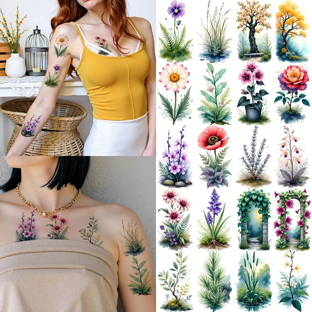 9pcs Temporary Tattoo Decorative Florals Waterproof Long-lasting Body Stickers Nature Illustrations Watercolor For Cheeks Arms
9pcs Temporary Tattoo Decorative Florals Waterproof Long-lasting Body Stickers Nature Illustrations Watercolor For Cheeks Arms