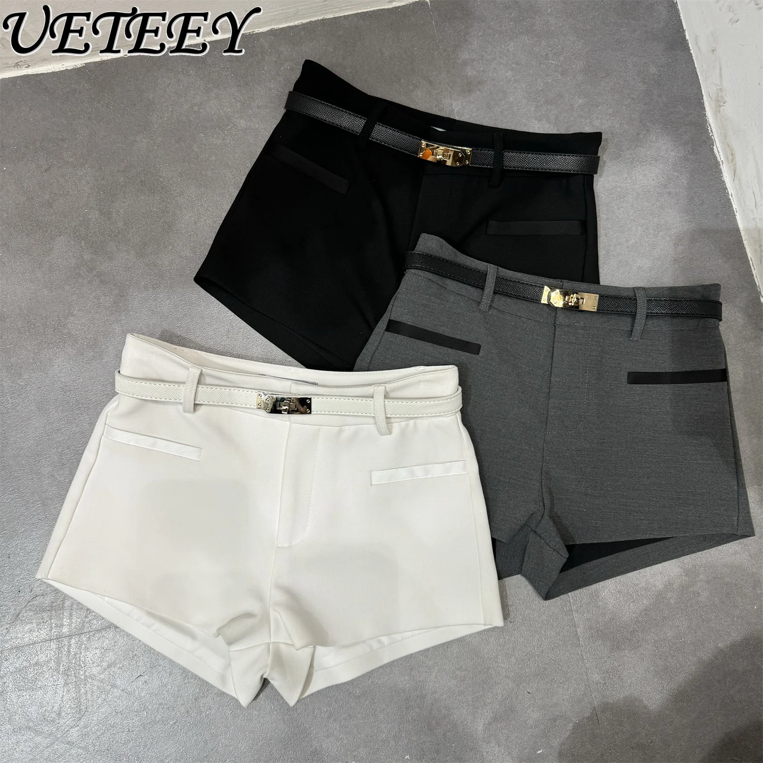 2025 Spring Summer New High-waisted Shorts Korean Retro Versatile Hip Hot Pants Solid Color Versatile Casual Shorts Women's Belt
2025 Spring Summer New High-waisted Shorts Korean Retro Versatile Hip Hot Pants Solid Color Versatile Casual Shorts Women's Belt