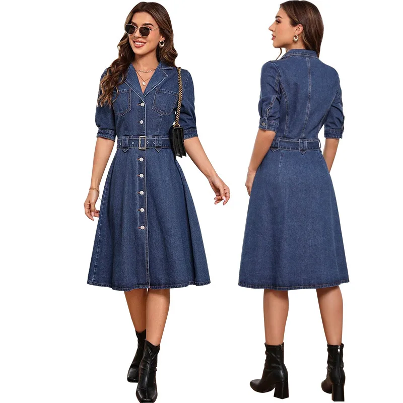 218669 Women's New Denim Waist Cinching Fit Slimming Short Sleeved Dress Harajuku 2025 Summer Dress Robe Vestido Women Party
218669 Women's New Denim Waist Cinching Fit Slimming Short Sleeved Dress Harajuku 2025 Summer Dress Robe Vestido Women Party