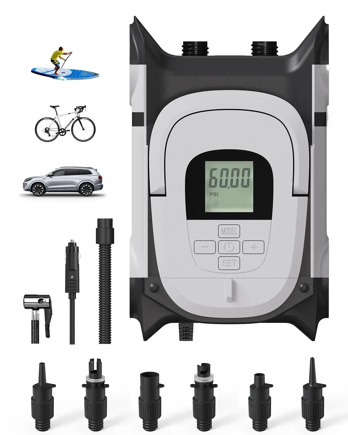 Электрический насос для гребной доски для надувных SUP, каяков, лодок, насос для накачивания шин до 60 фунтов на квадратный дюйм, электрический портативный насос для гребли
Электрический насос для гребной доски для надувных SUP, каяков, лодок, насос для накачивания шин до 60 фунтов на квадратный дюйм, электрический портативный насос для гребли