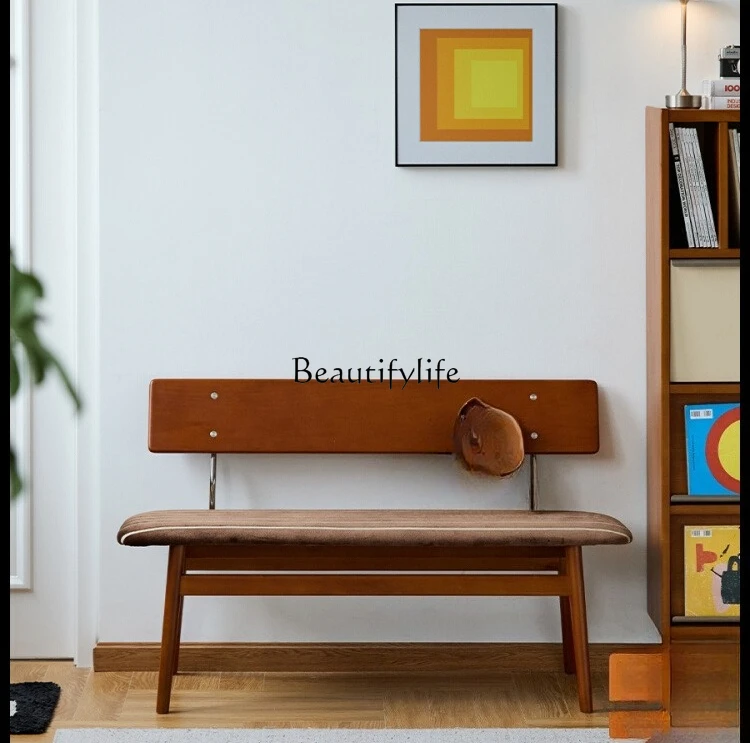 Vintage Simple Solid Wood Long Stool Dining Chair with Backrest Shoe Changing Stool for Home Use
Vintage Simple Solid Wood Long Stool Dining Chair with Backrest Shoe Changing Stool for Home Use