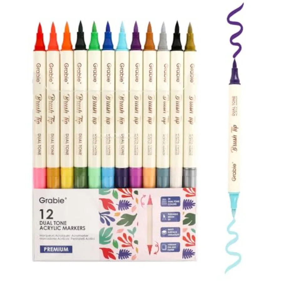 24 Colors Acrylic Paint Markers, 12 Pack Dual Tip Soft Brush Acrylic Markers, Water-Based Paint Pens for Paper, Rock Painting,
24 Colors Acrylic Paint Markers, 12 Pack Dual Tip Soft Brush Acrylic Markers, Water-Based Paint Pens for Paper, Rock Painting,