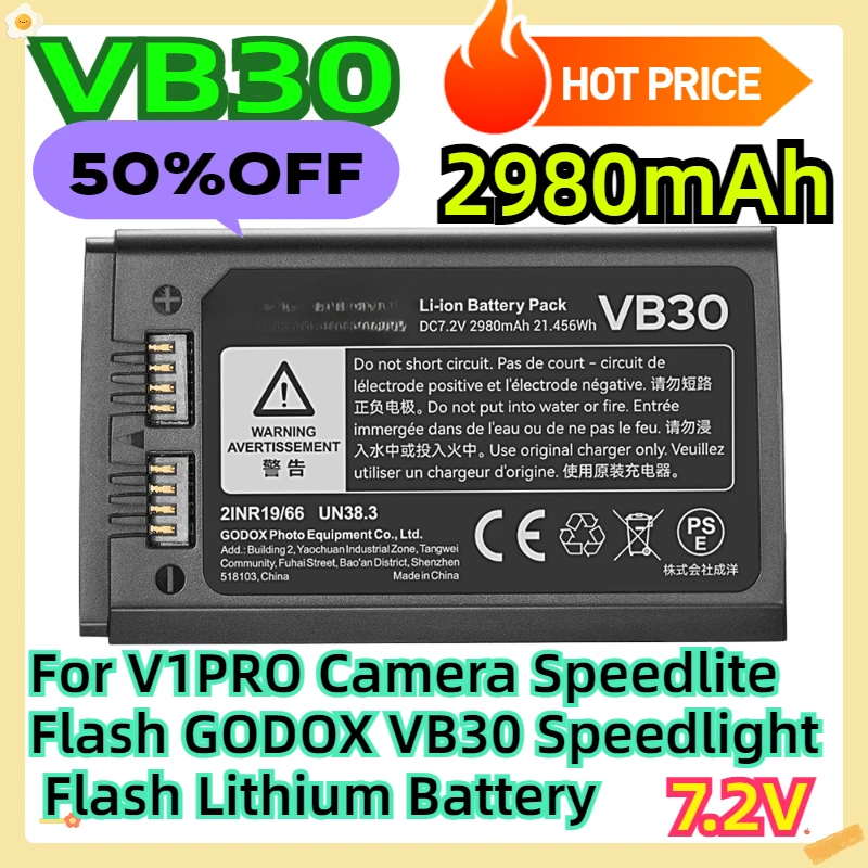 For V1PRO Camera Speedlite Flash GODOX VB30 2980mAh Speedlight Flash Lithium Battery
For V1PRO Camera Speedlite Flash GODOX VB30 2980mAh Speedlight Flash Lithium Battery