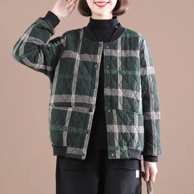 Autumn Winter Women Retro Fashion Plaid Printed Cotton-Padded Jacket Outerwear Loose Stand Collar Padded Quilted Coats
Autumn Winter Women Retro Fashion Plaid Printed Cotton-Padded Jacket Outerwear Loose Stand Collar Padded Quilted Coats