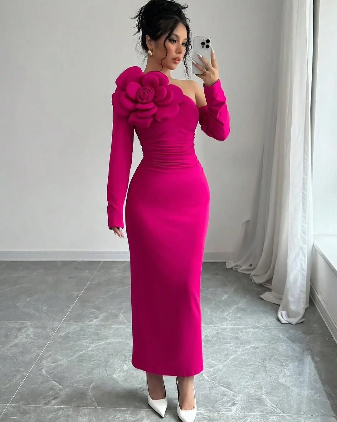 Customized Classic Off the Shoulder Flowers Evening Dresses Elegant Zipper Back Long Sleeves Vestido De Festa Vestido De Noche
Customized Classic Off the Shoulder Flowers Evening Dresses Elegant Zipper Back Long Sleeves Vestido De Festa Vestido De Noche