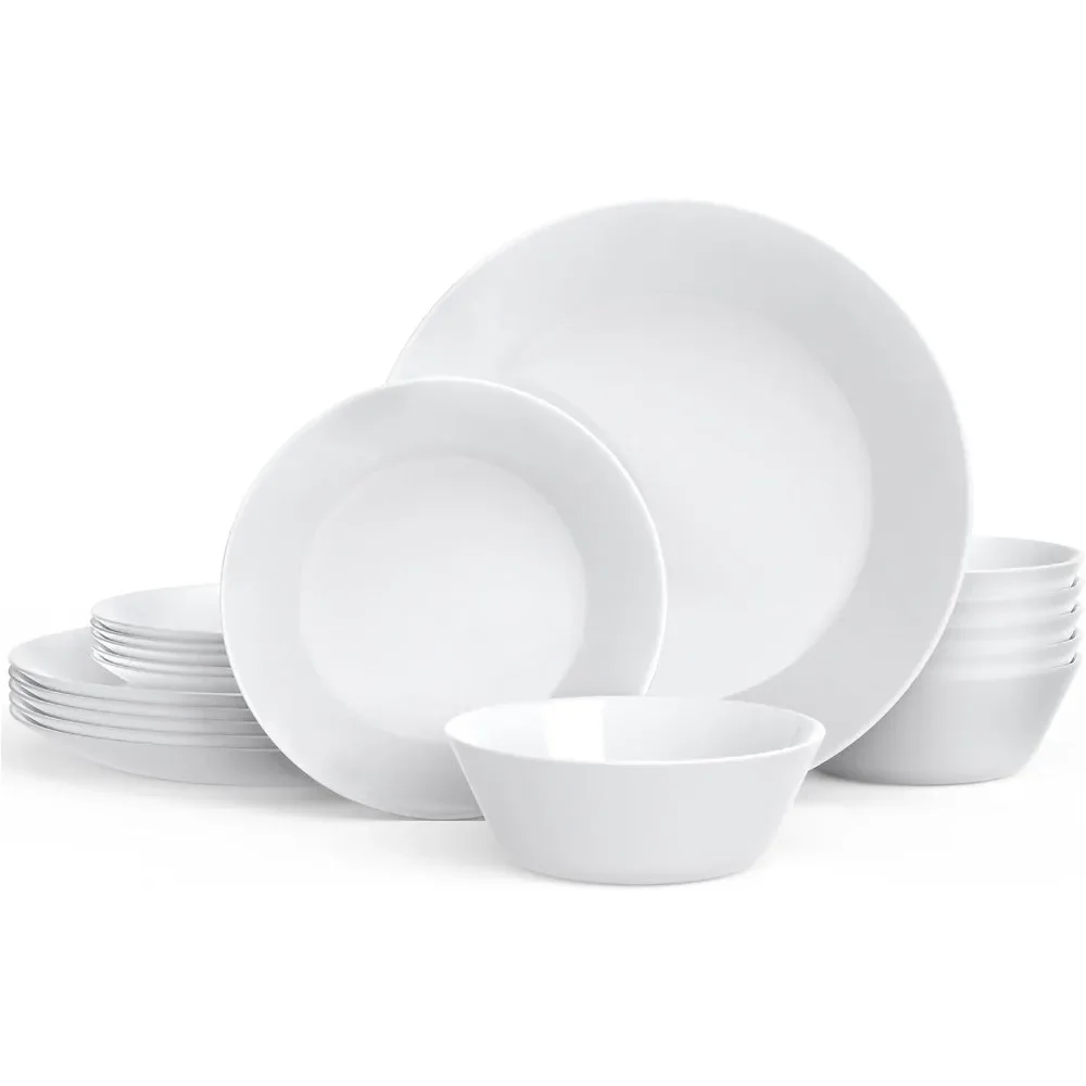 Dinnerware Set 18-piece Opal Dishes Sets Service for 6 Plates Bowls 6" Break and Crack Resistant Dish Sets Round
Dinnerware Set 18-piece Opal Dishes Sets Service for 6 Plates Bowls 6" Break and Crack Resistant Dish Sets Round
