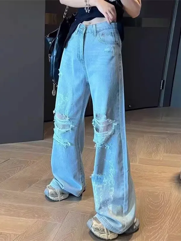 American Style Lace Splicing Hole Rhinestone Denim Pants Women Summer High Waist Large Size Loose Slim Straight Wide Leg Long...
American Style Lace Splicing Hole Rhinestone Denim Pants Women Summer High Waist Large Size Loose Slim Straight Wide Leg Long...