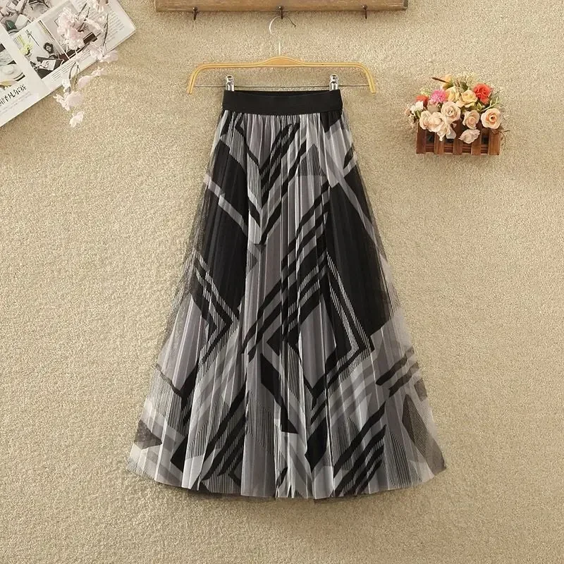 2024 New Geometric Digital Printing Mesh Half Skirt High Waist Elasticity Casual All-match Mid Length A-line Pleated Skirt L591
2024 New Geometric Digital Printing Mesh Half Skirt High Waist Elasticity Casual All-match Mid Length A-line Pleated Skirt L591