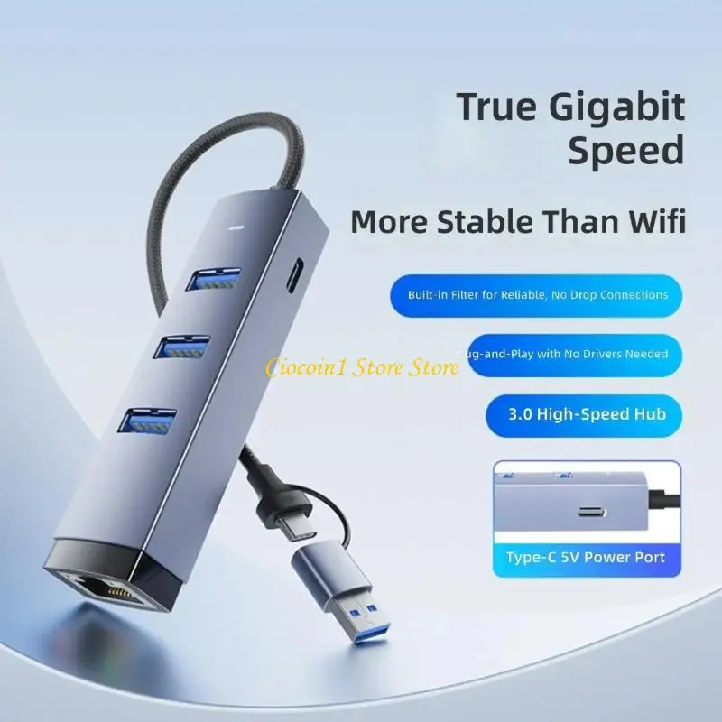 A3PC Portable Aluminum USB A And C Ethernet Adapter With Fast Speed Data Transfer
A3PC Portable Aluminum USB A And C Ethernet Adapter With Fast Speed Data Transfer