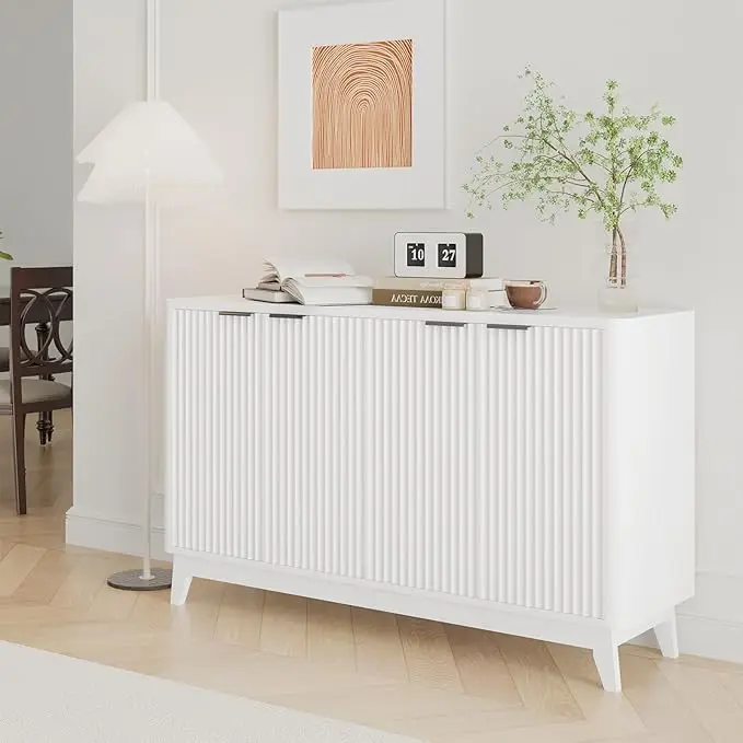 Aesthetic 4-Door Fluted Sideboard Buffet Cabinet White Credenza Storage Entryway Console Table Adjustable Shelf For Living Room
Aesthetic 4-Door Fluted Sideboard Buffet Cabinet White Credenza Storage Entryway Console Table Adjustable Shelf For Living Room