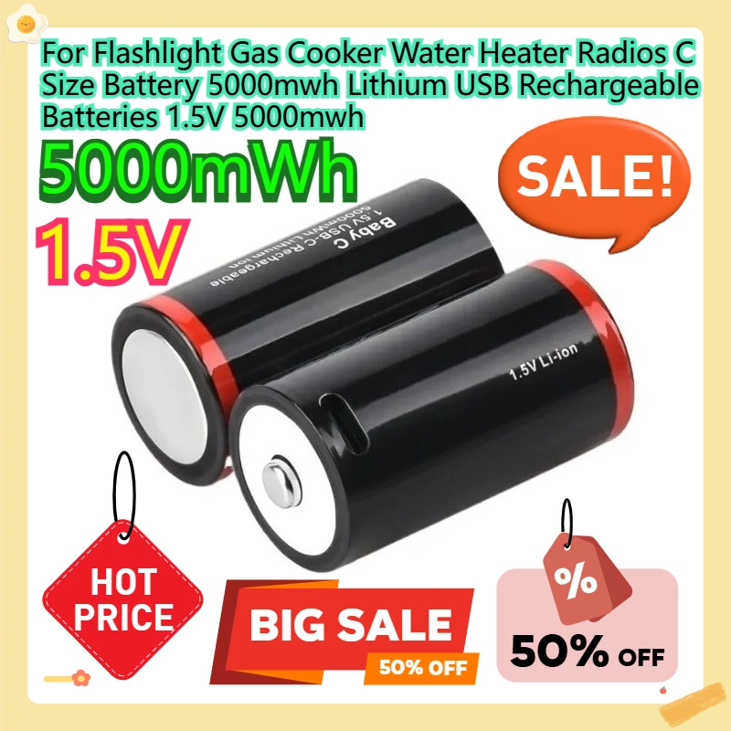 For Flashlight Gas Cooker Water Heater Radios C Size Battery 5000mwh Lithium USB Rechargeable Batteries 1.5V 5000mwh
For Flashlight Gas Cooker Water Heater Radios C Size Battery 5000mwh Lithium USB Rechargeable Batteries 1.5V 5000mwh