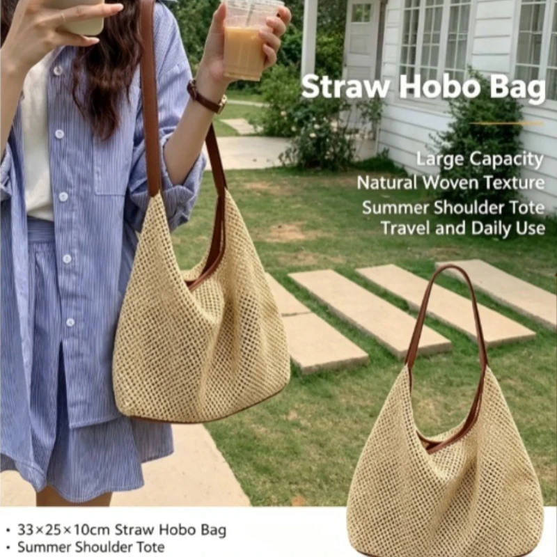 Niche Vacation Style Hand Woven Bag for Women, Summer Seaside Straw Beach Tote Bag, Versatile Commute Single Shoulder Handbag
Niche Vacation Style Hand Woven Bag for Women, Summer Seaside Straw Beach Tote Bag, Versatile Commute Single Shoulder Handbag