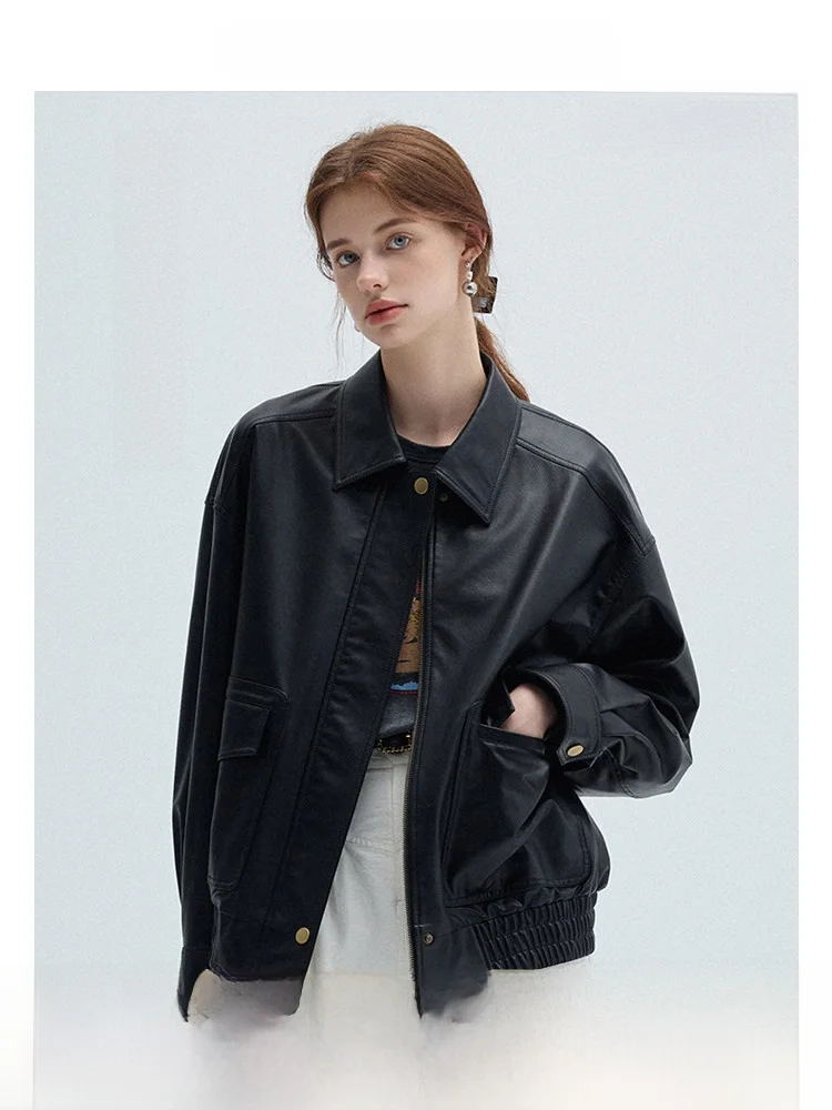 Black Leather Jacket Women's Spring 2026 Style American Retro Versatile Coat VEGA CHANG Pocket Loose Fit Long Sleeve Zipper
Black Leather Jacket Women's Spring 2026 Style American Retro Versatile Coat VEGA CHANG Pocket Loose Fit Long Sleeve Zipper