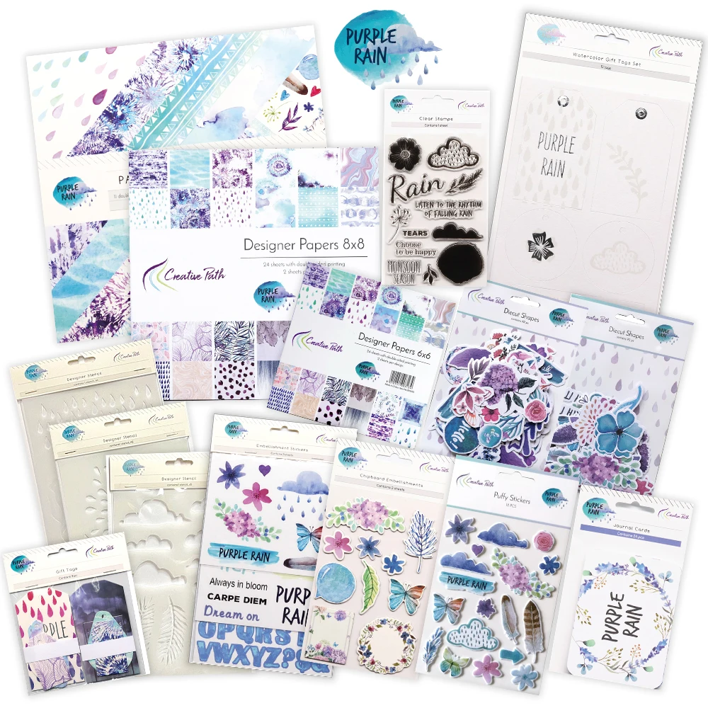 Creative Path Purple Rain Scrapbooking Journaling Set Decorative Papers Die Cuts Stamps Tags Stickers Full Set DIY Crafting Kits
Creative Path Purple Rain Scrapbooking Journaling Set Decorative Papers Die Cuts Stamps Tags Stickers Full Set DIY Crafting Kits