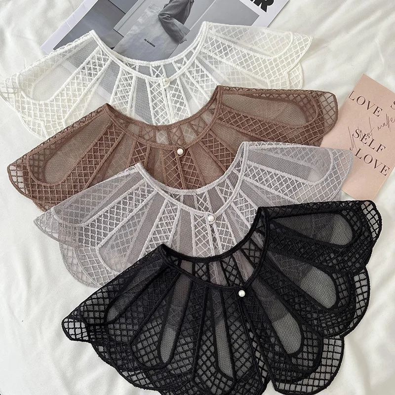 Французская кружевная вышитая накидка-шарф с имитацией воротника, ажурный цветочный узор, в корейском и японском стиле, милый, для защиты от солнца, на завязках, для юбки
Французская кружевная вышитая накидка-шарф с имитацией воротника, ажурный цветочный узор, в корейском и японском стиле, милый, для защиты от солнца, на завязках, для юбки