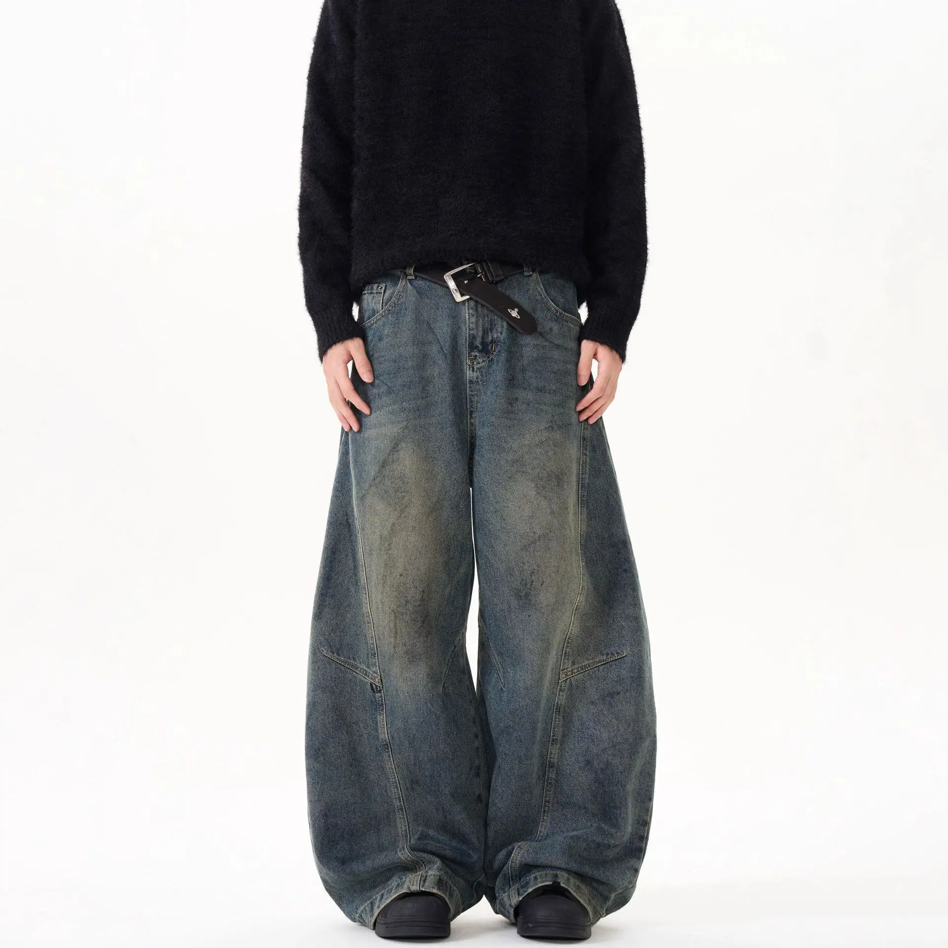 American Retro Distressed Colored Top Stitch Scimitar Jeans for Men and Women in Autumn New Loose Straight Washed Pants
American Retro Distressed Colored Top Stitch Scimitar Jeans for Men and Women in Autumn New Loose Straight Washed Pants