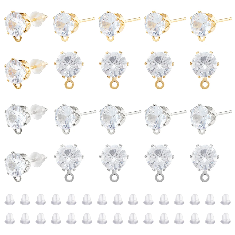 16 Pairs Brass Cubic Zirconia Earring Findings with 40Pcs Plastic Ear Nuts for Earrings Jewelry Making Hole: 1mm Pin: 0.7mm
16 Pairs Brass Cubic Zirconia Earring Findings with 40Pcs Plastic Ear Nuts for Earrings Jewelry Making Hole: 1mm Pin: 0.7mm