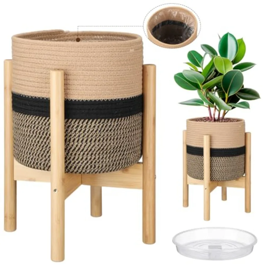 Indoor Bamboo Stand Plant Basket, Jute & Cotton Woven Sturdy Flower Pot
Indoor Bamboo Stand Plant Basket, Jute & Cotton Woven Sturdy Flower Pot