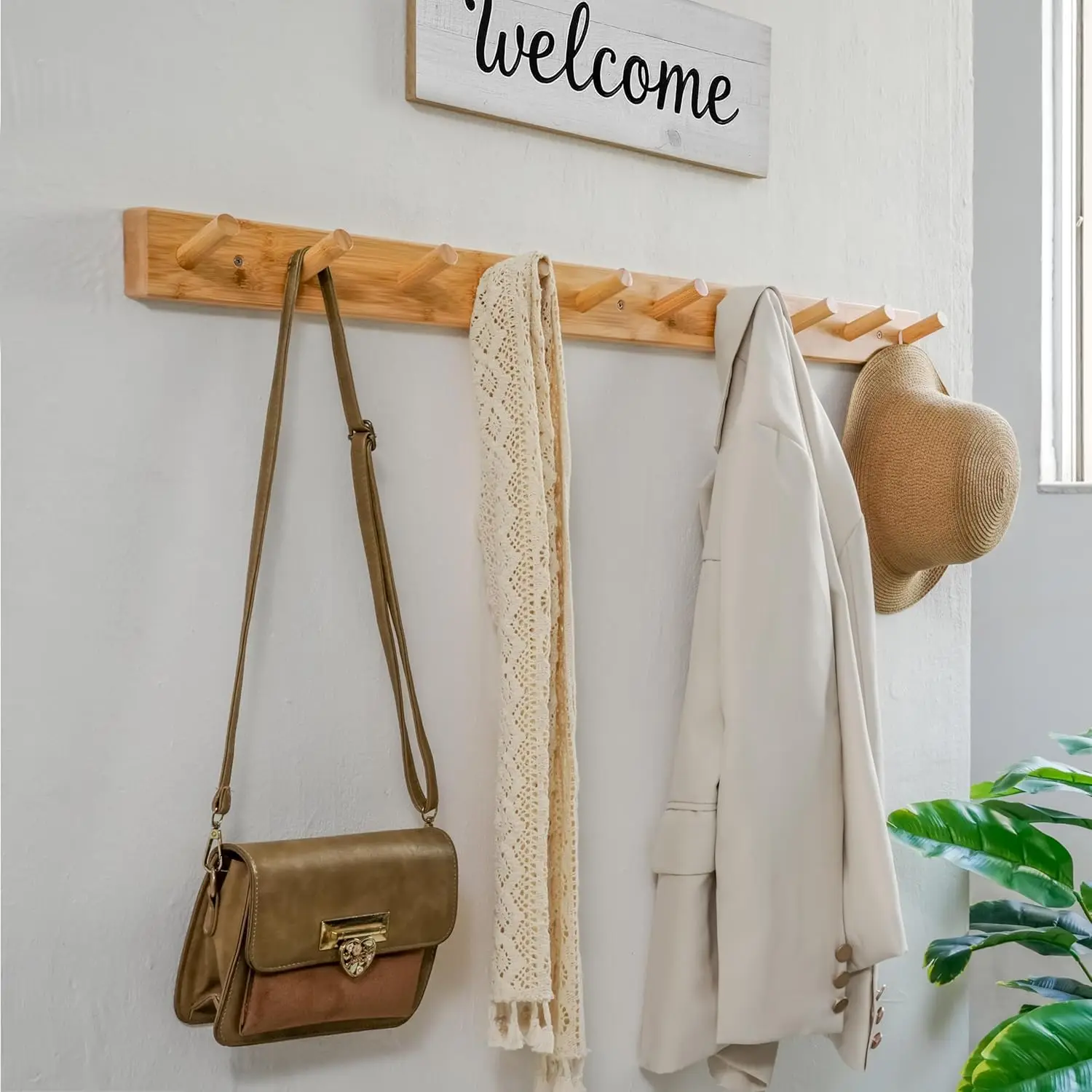 Coat Rack Wall Mounted,10 Hooks,38" Long Coat Hanger Wall Mount,Peg Rail Hat Hooks for Hanging Caps,Jacket,Clothes,Coats
Coat Rack Wall Mounted,10 Hooks,38" Long Coat Hanger Wall Mount,Peg Rail Hat Hooks for Hanging Caps,Jacket,Clothes,Coats