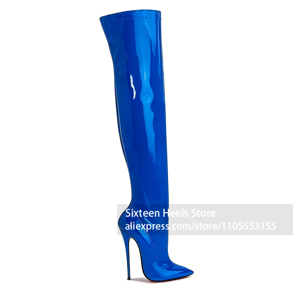 16cm Patent Leather Over-the-Knee Boots Sexy Fetish Style Pointed Lacquered Heel Boots Full Length Inside Zipper Boots for Women
16cm Patent Leather Over-the-Knee Boots Sexy Fetish Style Pointed Lacquered Heel Boots Full Length Inside Zipper Boots for Women