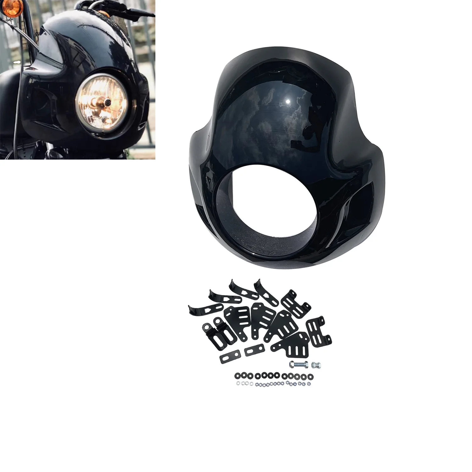 5.75" Headlight Outer Fairing+Mounting Hardwar For 35mm-49mm Fork Harley Sportster XL 883 1200 Dyna Low Rider Softail
5.75" Headlight Outer Fairing+Mounting Hardwar For 35mm-49mm Fork Harley Sportster XL 883 1200 Dyna Low Rider Softail