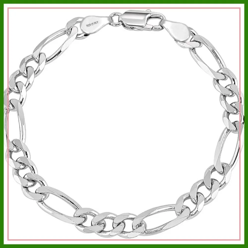 925 Sterling Silver Figaro Link Chain Bracelet | Italian Diamond-Cut Figaro Bracelet for Women Men (7-9 Inches)
925 Sterling Silver Figaro Link Chain Bracelet | Italian Diamond-Cut Figaro Bracelet for Women Men (7-9 Inches)