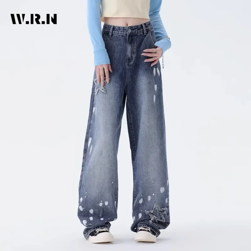 2023 Autumn Winter Women Blue Straight Pants American Retro Trendy Star Patchwork Design Denim High Waist Wide Leg Jean Pants
2023 Autumn Winter Women Blue Straight Pants American Retro Trendy Star Patchwork Design Denim High Waist Wide Leg Jean Pants