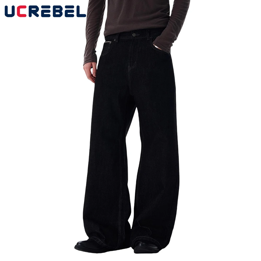 Pocket Raw Denim Pants Mens Solid Color Retro High Street Straight Wide Leg Dark Jeans Men
Pocket Raw Denim Pants Mens Solid Color Retro High Street Straight Wide Leg Dark Jeans Men