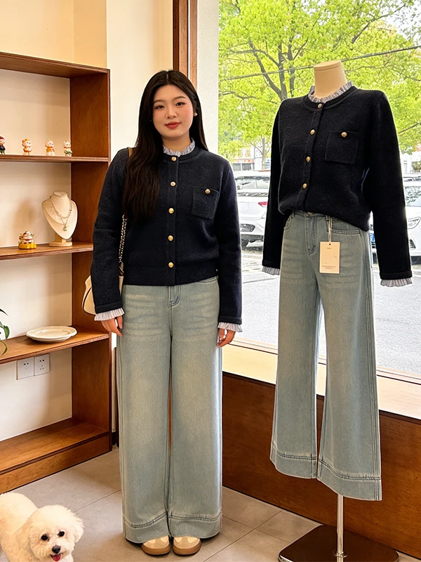 Large Size Korean Style round Neck Knitted Shirt Women's Fashion Spring New Shirt Collar Sweater Cardigan Outerwear
Large Size Korean Style round Neck Knitted Shirt Women's Fashion Spring New Shirt Collar Sweater Cardigan Outerwear