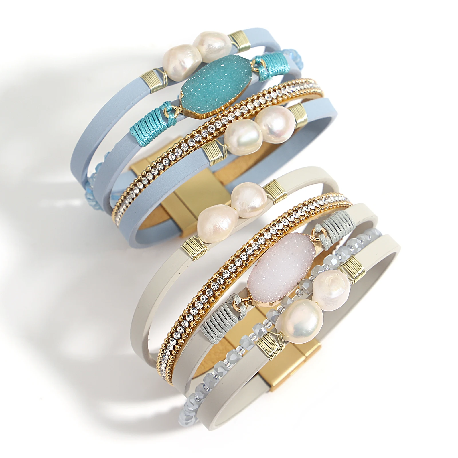 Amorcome Braided Leather Bracelet Multi-Layered Rhinestone Metal Pearl Wrap Bracelet Wrist Decoration Cuff Jewelry Summer Gift
Amorcome Braided Leather Bracelet Multi-Layered Rhinestone Metal Pearl Wrap Bracelet Wrist Decoration Cuff Jewelry Summer Gift
