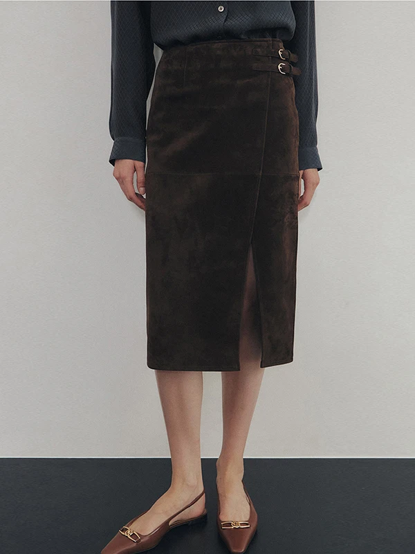 High Waist Suede Asymmetrical Design Casual Side Split Straight Leg mid Length Skirt for Women Early Autumn New Sle
High Waist Suede Asymmetrical Design Casual Side Split Straight Leg mid Length Skirt for Women Early Autumn New Sle