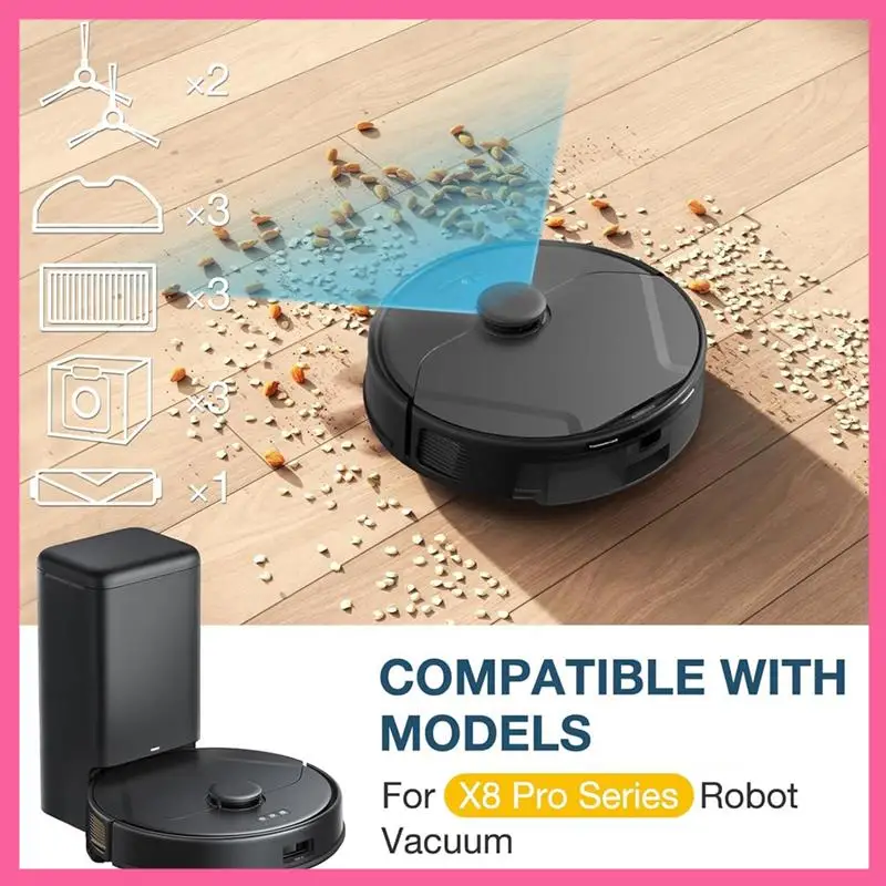 ABNM для робота-пылесоса Eufy X8 Pro, аксессуары X8 Pro, основная боковая щетка, фильтр Hepa, швабра, тканевые мешки для пыли 
ABNM для робота-пылесоса Eufy X8 Pro, аксессуары X8 Pro, основная боковая щетка, фильтр Hepa, швабра, тканевые мешки для пыли