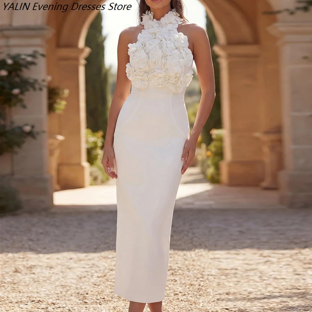 Women's Straight Evening Dresses Tea-length High-neck Sleeveless Prom Dresses Simple Fashion Flowers Casual Customized Gowns
Women's Straight Evening Dresses Tea-length High-neck Sleeveless Prom Dresses Simple Fashion Flowers Casual Customized Gowns