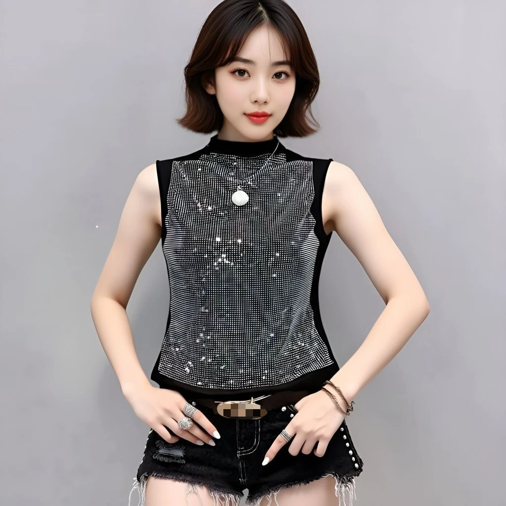 Heavy-duty Hot Drill Vest for Women Fashion Shirt Summer New Skinny Sleeveless T-shirt Girls Lady High Street Womens Tops
Heavy-duty Hot Drill Vest for Women Fashion Shirt Summer New Skinny Sleeveless T-shirt Girls Lady High Street Womens Tops