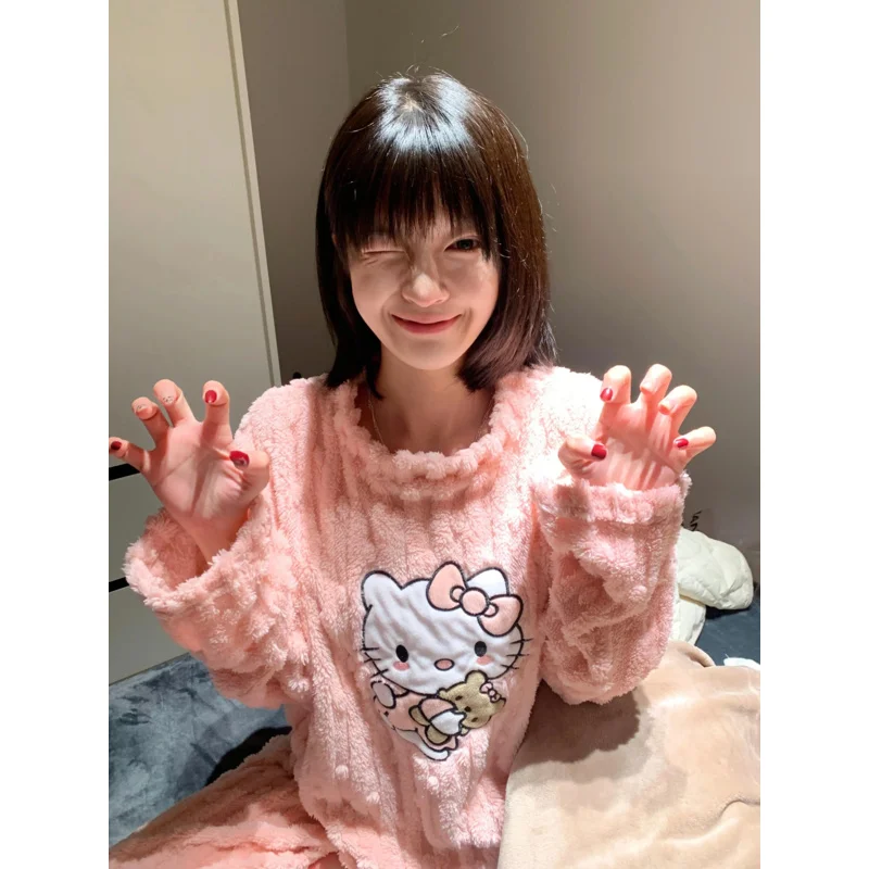 2PC Hello Kitty PJ Set Cozy Flannel Winter Sleepwear Kawaii Cartoon Ladies Pajamas Soft Blush Pink Home Lounge Outfit
2PC Hello Kitty PJ Set Cozy Flannel Winter Sleepwear Kawaii Cartoon Ladies Pajamas Soft Blush Pink Home Lounge Outfit