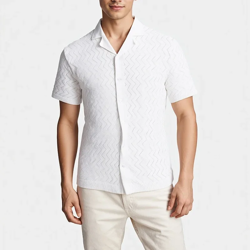 GUWU Summer New Men's Knitted Short Sleeved Shirt Men's Casual Collar Breathable Fashionable Versatile Solid Color Top
GUWU Summer New Men's Knitted Short Sleeved Shirt Men's Casual Collar Breathable Fashionable Versatile Solid Color Top