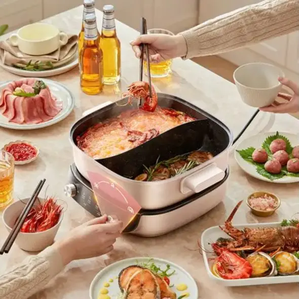 Electric Hot Pot 2 Zone Temp Control Non Stick Split Cooking Pot Quick Boil Multi Functional Panela Eletrica Multifuncional
Electric Hot Pot 2 Zone Temp Control Non Stick Split Cooking Pot Quick Boil Multi Functional Panela Eletrica Multifuncional