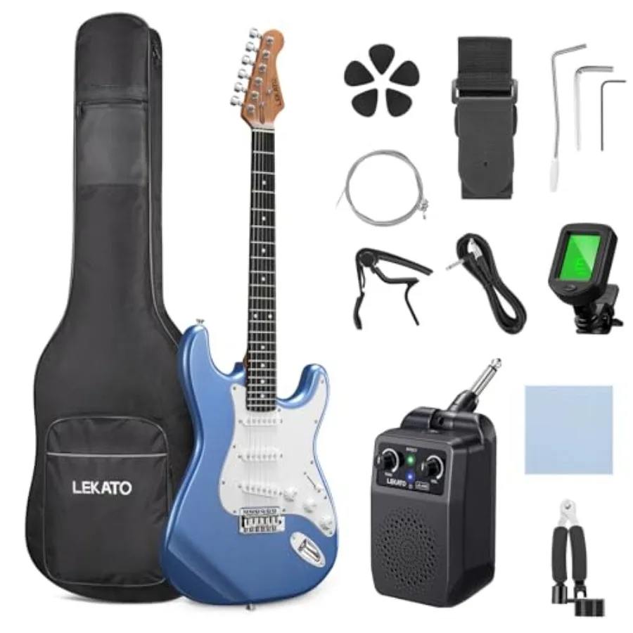 Набор для начинающих: электрогитара 39 дюймов, цельный корпус SSS, гриф из обожженного клена, лады из нержавеющей стали, синяя, включает усилитель, чехол, тюнер, C
Набор для начинающих: электрогитара 39 дюймов, цельный корпус SSS, гриф из обожженного клена, лады из нержавеющей стали, синяя, включает усилитель, чехол, тюнер, C